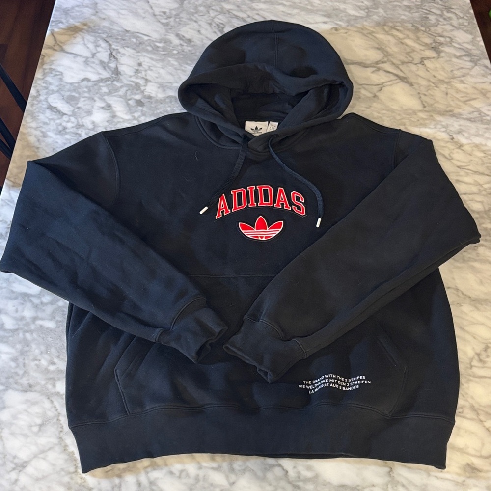Adidas Black Hoodie with Red OG Logo, size small
